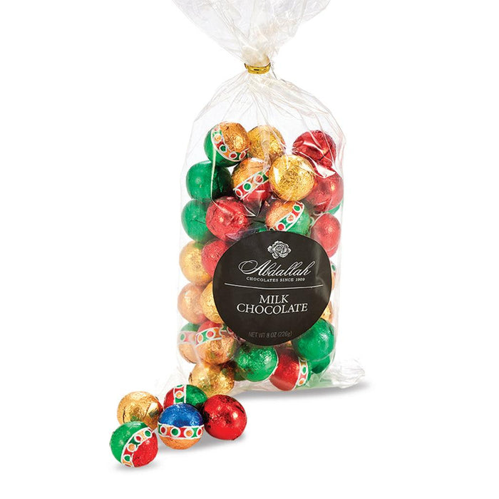 Abdallah Candies : Holiday Foiled Milk Choc Balls - Abdallah Candies : Holiday Foiled Milk Choc Balls - Annies Hallmark and Gretchens Hallmark, Sister Stores