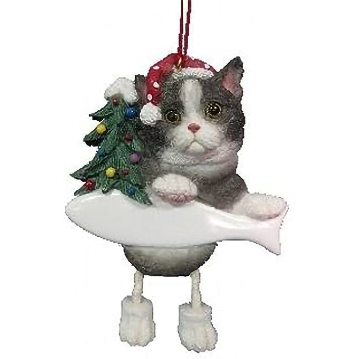 Black & White Cat Dangling Leg Ornament - Black & White Cat Dangling Leg Ornament
