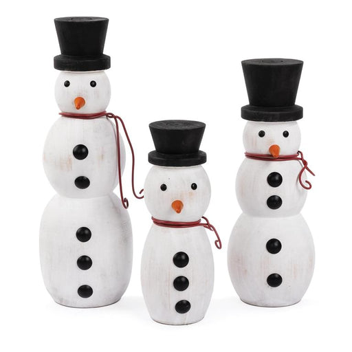 Blossom Bucket : Wooden Snowmen With Black Top Hat - Blossom Bucket : Wooden Snowmen With Black Top Hat