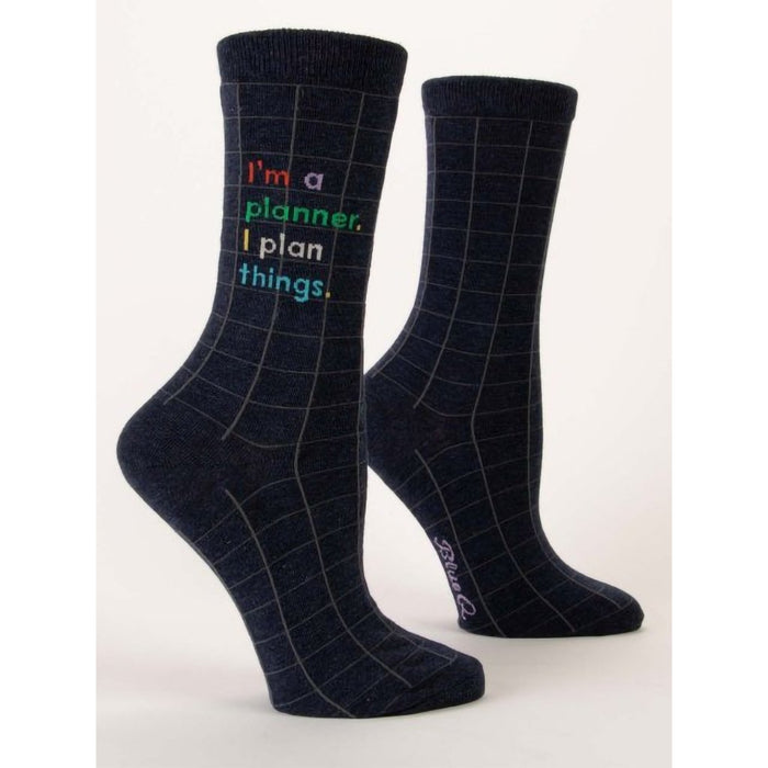Blue Q : "I'm A Planner. I Plan Things." Women's Crew Socks - Blue Q : "I'm A Planner. I Plan Things." Women's Crew Socks