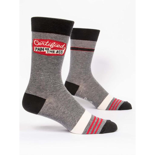 Blue Q : Men's Crew Socks - "Certified Pain In the A*s" -