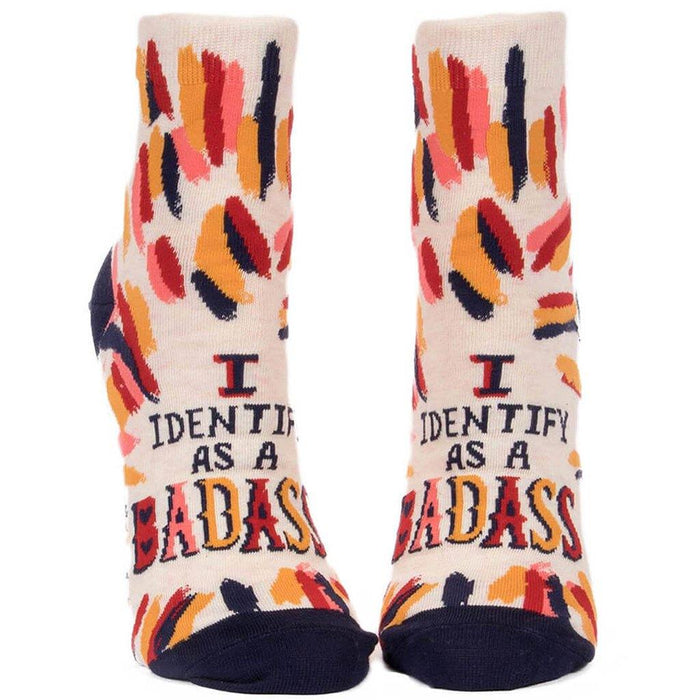 Blue Q : Women's Ankle Socks - "I Identify As a Bad*ss" - Blue Q : Women's Ankle Socks - "I Identify As a Bad*ss" - Annies Hallmark and Gretchens Hallmark, Sister Stores