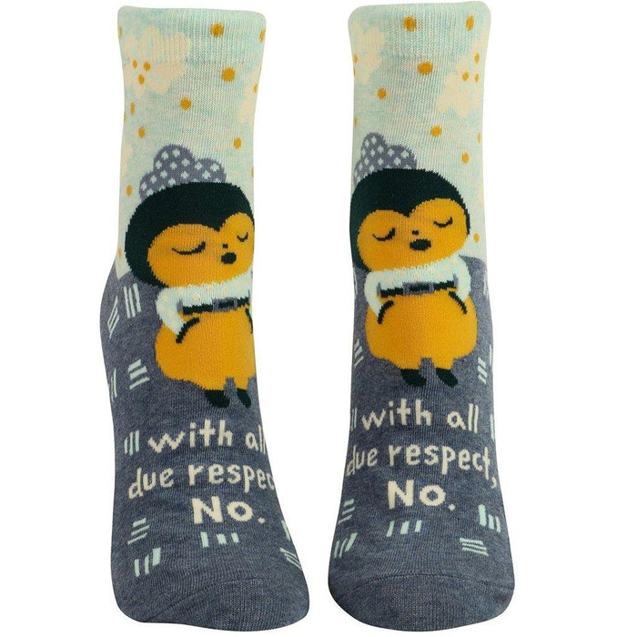 Blue Q : Women's Ankle Socks - "With All Do Respect, No." -