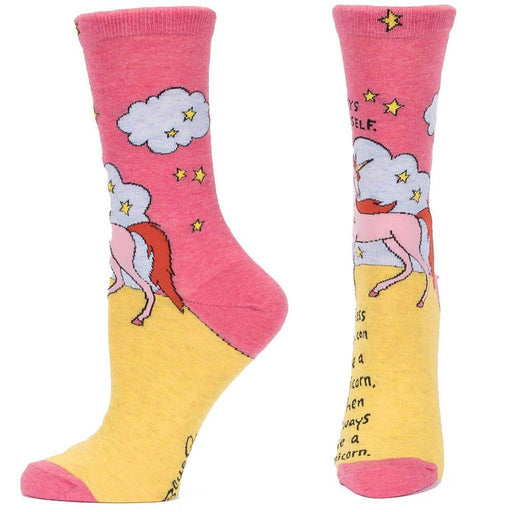 Blue Q : Women's Crew Socks - "Always Be Yourself Unless You Can Be a Unicorn..." -
