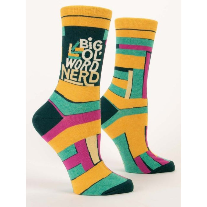 Blue Q : Women's Crew Socks - "Big Ol' Word Nerd" - Blue Q : Women's Crew Socks - "Big Ol' Word Nerd"