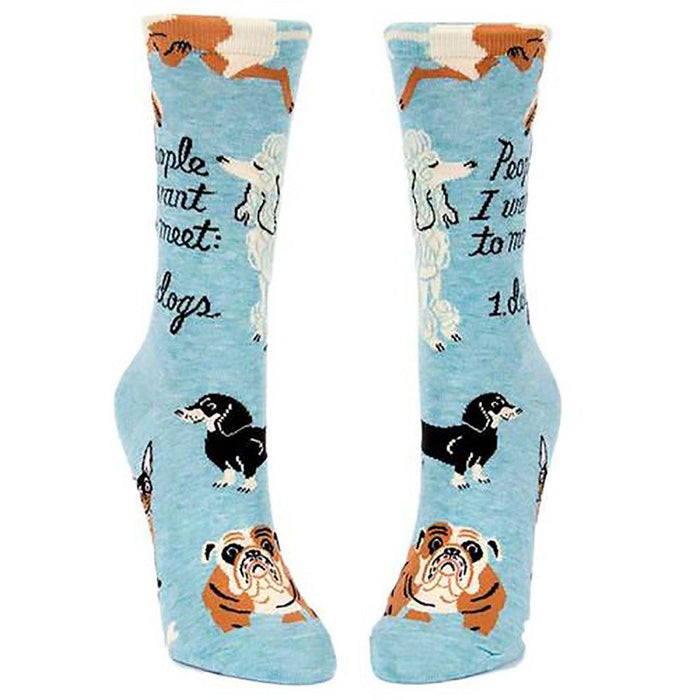 Blue Q : Women's Crew Socks - "People I Want to Meet: Dogs" -