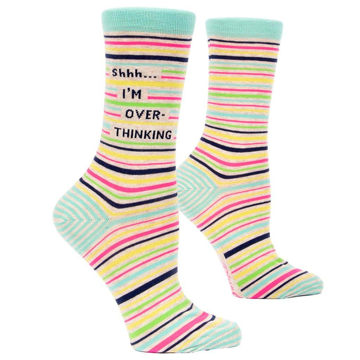 Blue Q : Women's Crew Socks - "Shhh I'm Overthinking" -