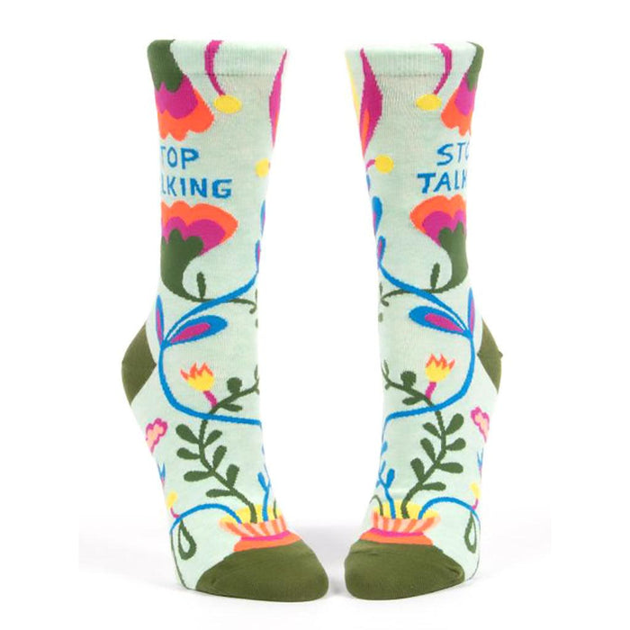 Blue Q : Women's Crew Socks - "Stop Talking" -