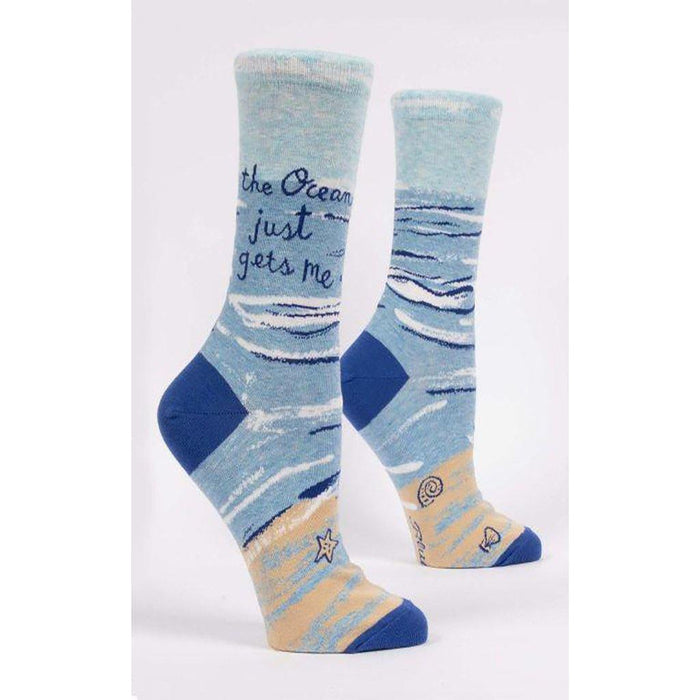 Blue Q : Women's Crew Socks - The Ocean Just Gets Me -
