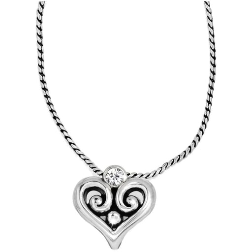 Brighton : Alcazar Heart Badge Clip Necklace in Silver - Brighton : Alcazar Heart Badge Clip Necklace in Silver