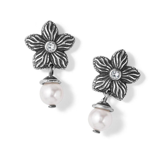 Brighton : Bloom Flower Pearl Post Drop Earrings -