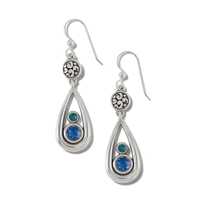 Brighton : Elora Gems Teardrop French Wire Earrings in Sapphire-Emerald -