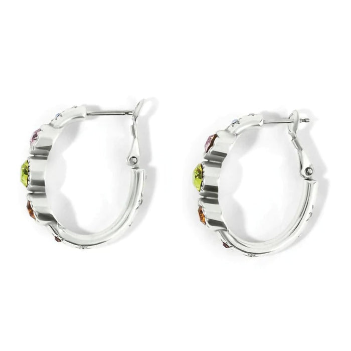Brighton : Halo Gems Trio Hoop Earrings in Silver-Multi - Brighton : Halo Gems Trio Hoop Earrings in Silver-Multi