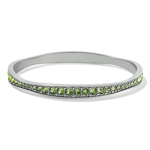 Brighton : Light Hearted Crystal Bangle in Silver-Peridot - Brighton : Light Hearted Crystal Bangle in Silver-Peridot