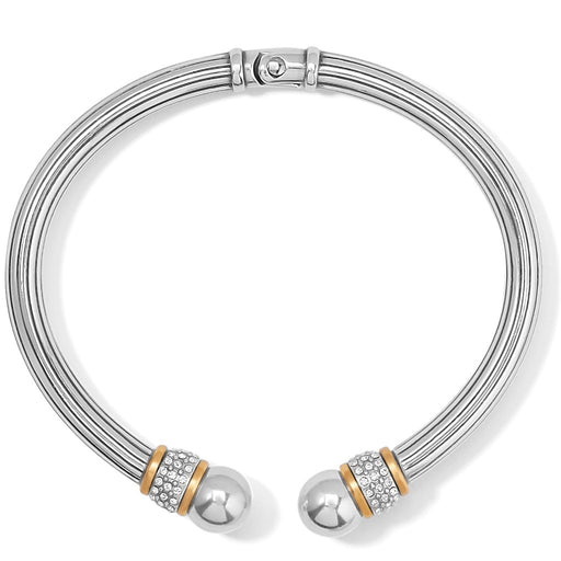 Brighton : Meridian Open Hinged Bangle in Silver & Gold -