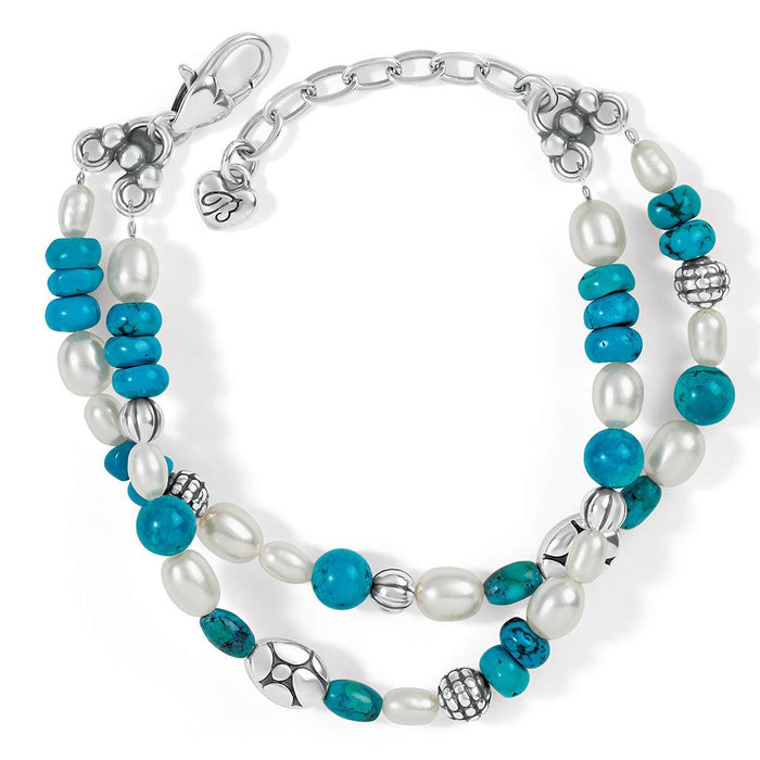 Brighton : Pebble Turquoise And Pearl Double Bracelet -