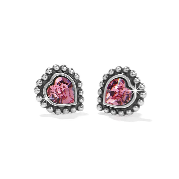 Brighton: Shimmer Heart Mini Post Earrings in Silver Pink - Brighton: Shimmer Heart Mini Post Earrings in Silver Pink
