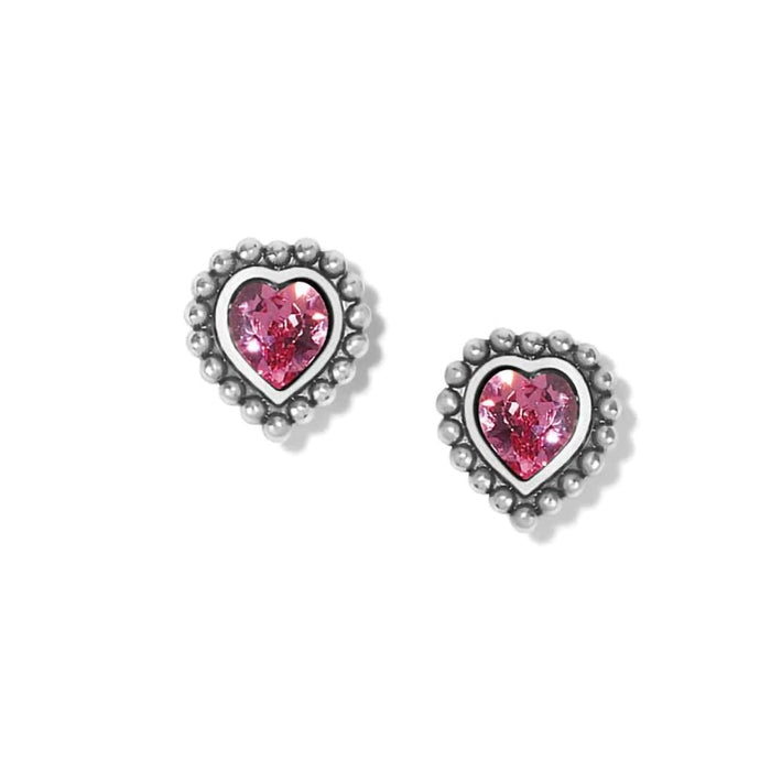 Brighton: Shimmer Heart Mini Post Earrings in Silver Pink - Brighton: Shimmer Heart Mini Post Earrings in Silver Pink