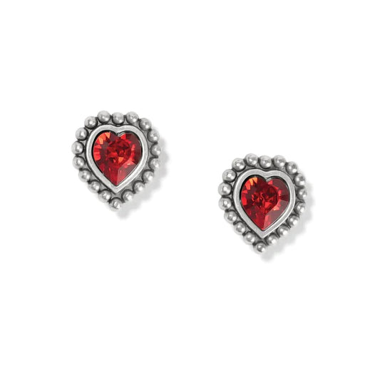 Brighton: Shimmer Heart Mini Post Earrings in Silver Red - Brighton: Shimmer Heart Mini Post Earrings in Silver Red