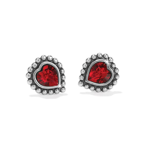 Brighton: Shimmer Heart Mini Post Earrings in Silver Red - Brighton: Shimmer Heart Mini Post Earrings in Silver Red