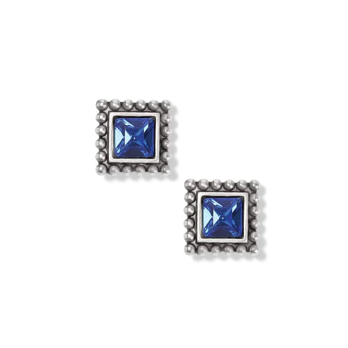 Brighton: Sparkle Square Mini Post Earrings in Silver Blue - Brighton: Sparkle Square Mini Post Earrings in Silver Blue