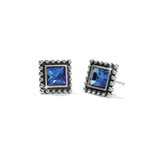 Brighton: Sparkle Square Mini Post Earrings in Silver Blue - Brighton: Sparkle Square Mini Post Earrings in Silver Blue