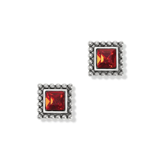 Brighton: Sparkle Square Mini Post Earrings in Silver Red - Brighton: Sparkle Square Mini Post Earrings in Silver Red