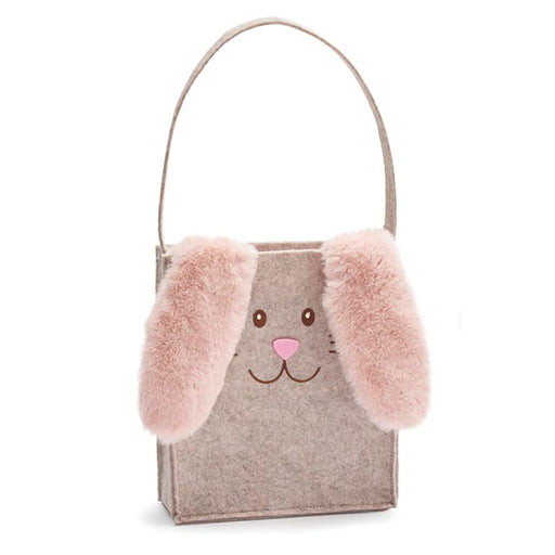 Burton & Burton : Natural Felt Bunny Bag With Pink Ears - Burton & Burton : Natural Felt Bunny Bag With Pink Ears