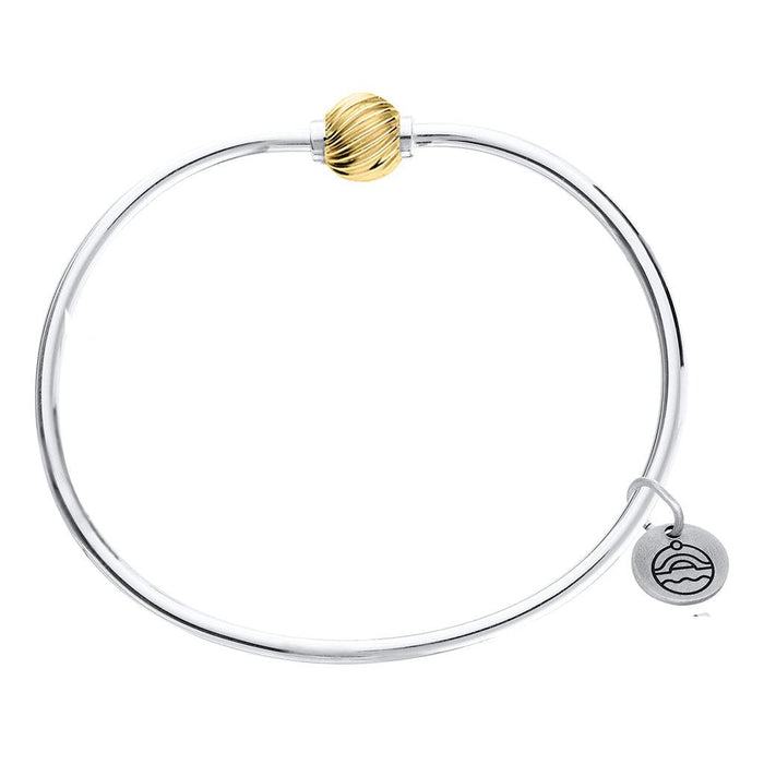 Cape Cod • Lestage : Swirl Beaded Bangle in Sterling Silver with 14k Gold -