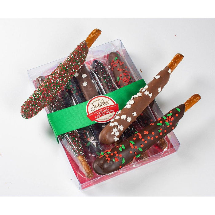 Caramel Pretzel Rod Holiday Gift Box - Caramel Pretzel Rod Holiday Gift Box - Annies Hallmark and Gretchens Hallmark, Sister Stores