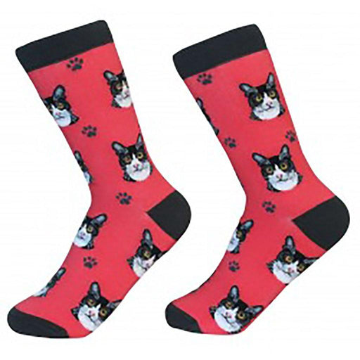 Cat Crew Socks - Black & White Cat -