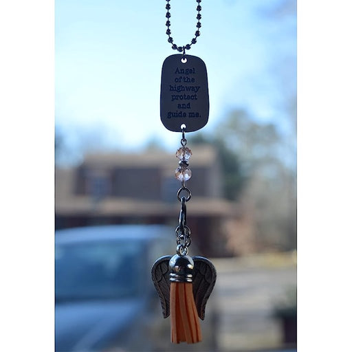 Cathedral Art : Angel of The Highway Orange Tassel Angel Car Charm With Beads - Cathedral Art : Angel of The Highway Orange Tassel Angel Car Charm With Beads