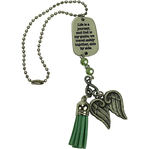 Cathedral Art : Life is a Journey Green Tassel Angel Car Charm With Beads - Cathedral Art : Life is a Journey Green Tassel Angel Car Charm With Beads