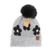 CC Beanie : Daisy Contrast Faux Fur Pom in Heather Light Grey - CC Beanie : Daisy Contrast Faux Fur Pom in Heather Light Grey