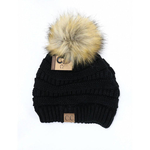 CC Beanie : Fur Pom CC Beanie - Black - CC Beanie : Fur Pom CC Beanie - Black - Annies Hallmark and Gretchens Hallmark, Sister Stores