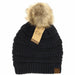 CC Beanie : Fur Pom CC Beanie in Navy - CC Beanie : Fur Pom CC Beanie in Navy