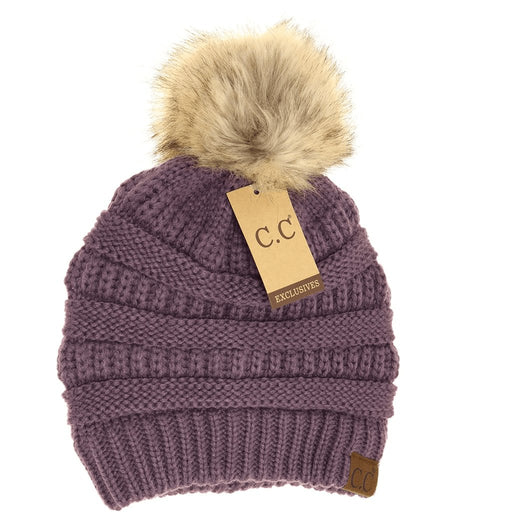 CC Beanie : Fur Pom CC Beanie - Violet - CC Beanie : Fur Pom CC Beanie - Violet - Annies Hallmark and Gretchens Hallmark, Sister Stores