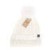 CC Beanie : Pearl Embellished Cuff Faux Fur Pom in Ivory - CC Beanie : Pearl Embellished Cuff Faux Fur Pom in Ivory