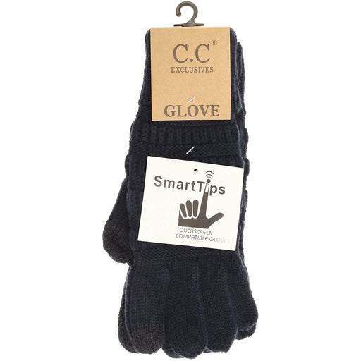 CC Beanie : Solid Cable Knit CC Gloves in Navy - CC Beanie : Solid Cable Knit CC Gloves in Navy