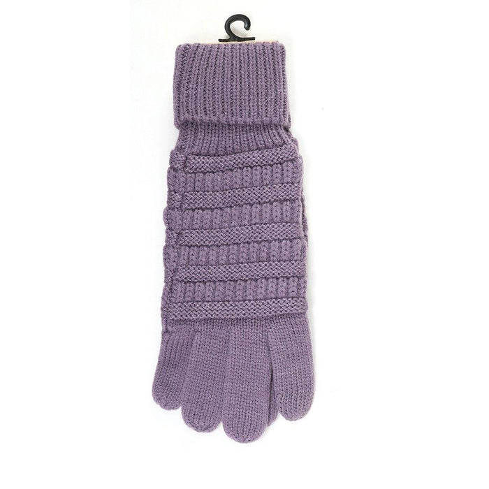 CC Beanie : Solid Cable Knit CC Gloves - Violet - CC Beanie : Solid Cable Knit CC Gloves - Violet - Annies Hallmark and Gretchens Hallmark, Sister Stores