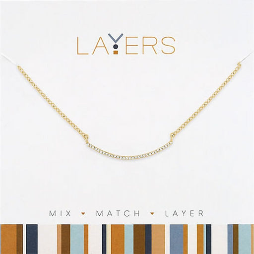 Center Court : Gold CZ Curved Bar Layers Necklace - Center Court : Gold CZ Curved Bar Layers Necklace
