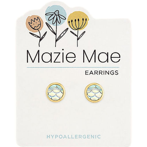 Center Court : Gold Mermaid Scale Stud Mazie Mae Earrings - Center Court : Gold Mermaid Scale Stud Mazie Mae Earrings