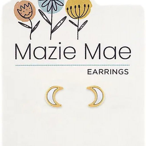 Center Court : Gold Mother of Pearl Moon Stud Mazie Mae Earring - Center Court : Gold Mother of Pearl Moon Stud Mazie Mae Earring