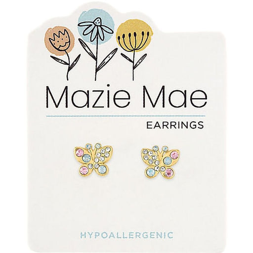 Center Court : Gold Opal & Vintage Rose Butterfly Stud Mazie Mae Earrings - Center Court : Gold Opal & Vintage Rose Butterfly Stud Mazie Mae Earrings