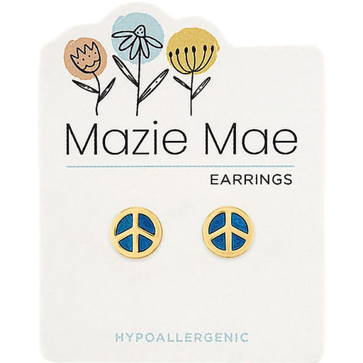 Center Court : Gold Peace Sign Stud Mazie Mae Earrings - Center Court : Gold Peace Sign Stud Mazie Mae Earrings