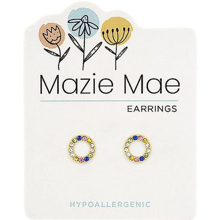 Center Court : Gold Rainbow Open Circle Stud Mazie Mae Earrings - Center Court : Gold Rainbow Open Circle Stud Mazie Mae Earrings