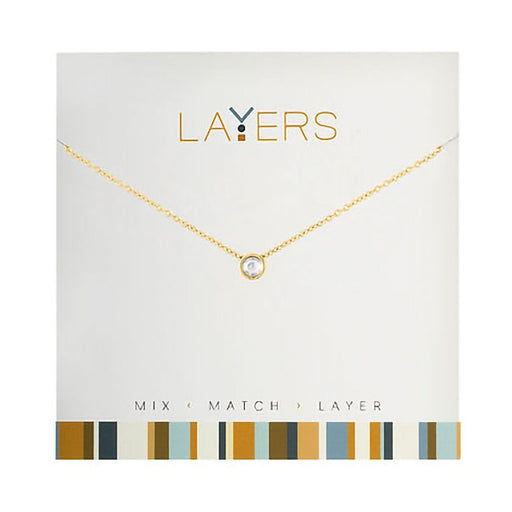 Center Court : Gold Single Crystal Layers Necklace - Center Court : Gold Single Crystal Layers Necklace