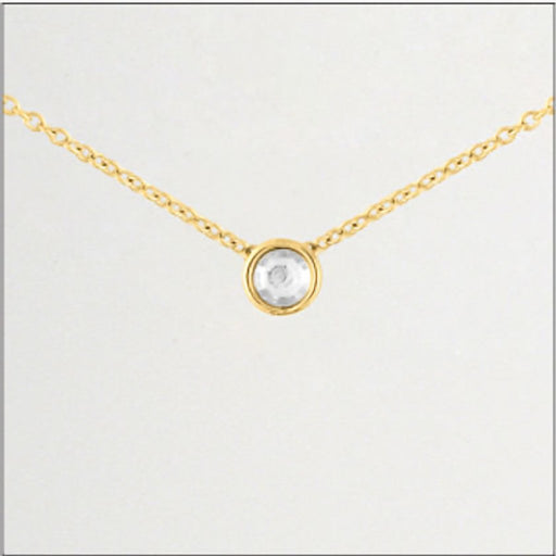 Center Court : Gold Single Crystal Layers Necklace - Center Court : Gold Single Crystal Layers Necklace