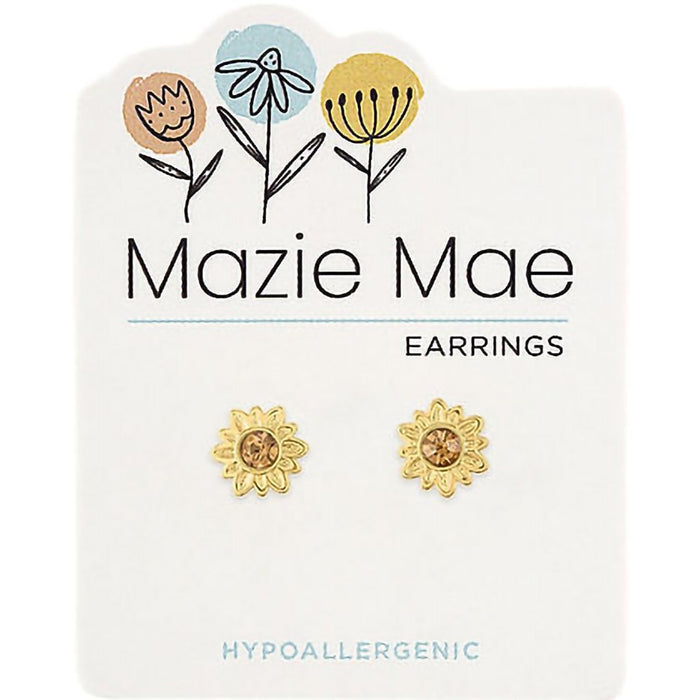 Center Court : Gold Sunflower Stud Mazie Mae Earrings - Center Court : Gold Sunflower Stud Mazie Mae Earrings