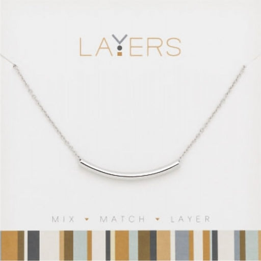 Center Court : Silver Curve Bar Layers Necklace - Center Court : Silver Curve Bar Layers Necklace